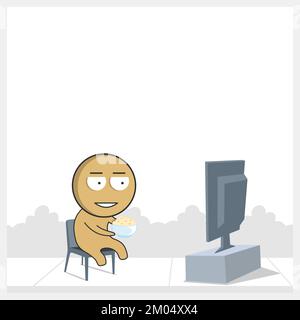 Man sitting on a chair in front of the TV Stock Vector
