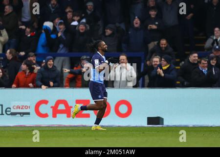 High Wycombe, UK. 04th Dec, 2022. Garath McCleary celebrates scoring his side's second goal during the Sky Bet League 1 match Wycombe Wanderers vs Portsmouth at Adams Park, High Wycombe, United Kingdom, 4th December 2022 (Photo by Nick Browning/News Images) in High Wycombe, United Kingdom on 12/4/2022. (Photo by Nick Browning/News Images/Sipa USA) Credit: Sipa USA/Alamy Live News Stock Photo