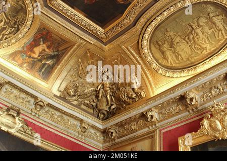 The magnificent decorations of Mars Drawing-Room in the Palace of Versailles (France) Stock Photo