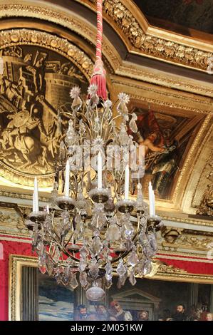 The magnificent decorations of the Mars Drawing - Room in the Palace of Versailles (France) Stock Photo