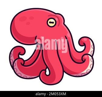 Octopus cartoon drawing, isolated vector illustration. Stock Vector