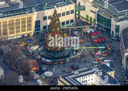 Luftbild, Deutschlands größter Weihnachtsbaum auf dem Hansaplatz in der City in Dortmund, Ruhrgebiet, Nordrhein-Westfalen, Deutschland, DE, Dortmund, Stock Photo