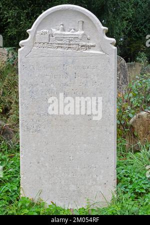 Headstone with train in Southampton Old Cemetery Stock Photo