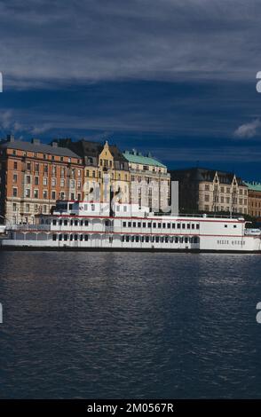 Sweden. Stockholm waterfront. The Dixie Queen Paddle Seamer before its move to the River Thames in London. Stock Photo