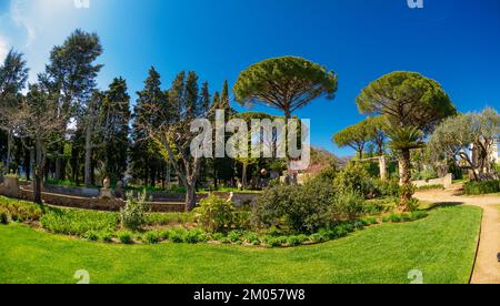 April 20 2022-Beautiful details of Ravello village with beautiful landscapes. Amalfitana coast of Italy at summer with blue sky. Stock Photo