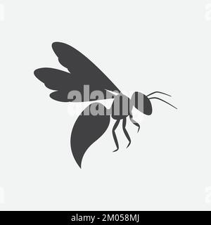 Bee icon design element. Bee insect silhouette. Vector illustration Stock Vector