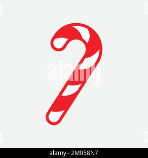 Candy cane icon. Christmas candy cane with red and white stripes. Peppermint candy cane design element. Vector illustration Stock Vector