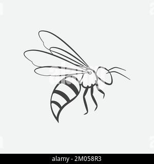 Bee icon design element. Bee insect silhouette. Vector illustration Stock Vector