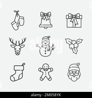 Christmas icons set. Christmas design element pack. Christmas and holiday card design element. Vector illustration Stock Vector