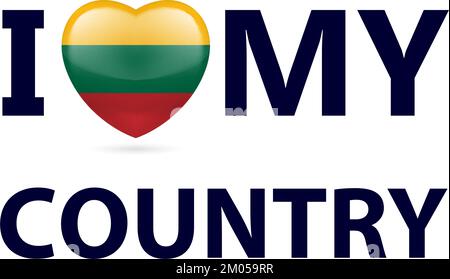 Heart with Lithuanian flag colors. I Love My Country - Lithuania Stock Vector