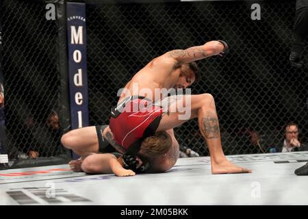 ORLANDO, FL - December 3: Eryk Anders (L) and Kyle Daukaus (R) step in the octagon for a 3-round bout at Amway Center for UFC Orlando - Thompson vs Holland : Evevnt on December 3, 2022 in ORLANDO, FL, United States. (Photo by Louis Grasse/PxImages) Stock Photo