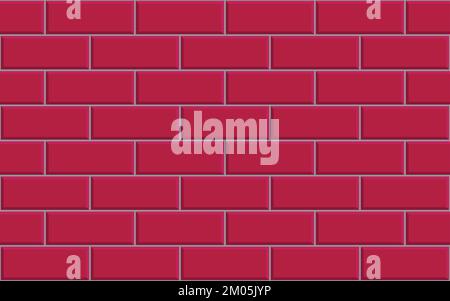 Smooth tile texture - realistic background. Color of the year 2023. Viva Magenta. Seamless patterns. Vector illustration. Stock Vector