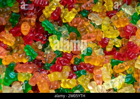 Gummy Bears Candy. gelatin bears background. selective focus Stock Photo