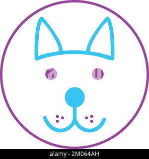logotype dog head with circle vector icon on white background Stock Vector