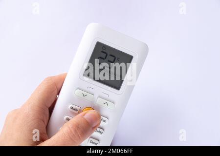 white remote control from air conditioner on a white background Stock Photo