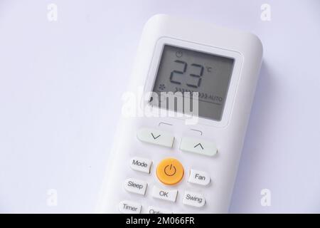 white remote control from air conditioner on a white background Stock Photo