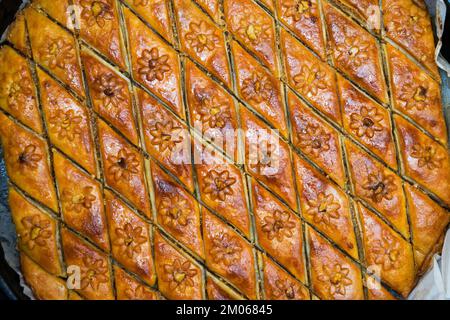 Traditional Eastern, Turkish, Azerbaijani baklava sweets on the table Stock Photo