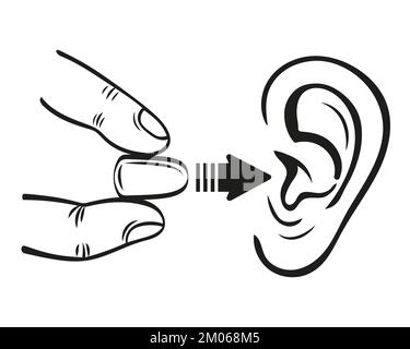 Earplugs hearing sound protection, foam ear plugs from listen loud noise, dust line icon. Deafness, health sleep in silence. Personal accessory vector Stock Vector