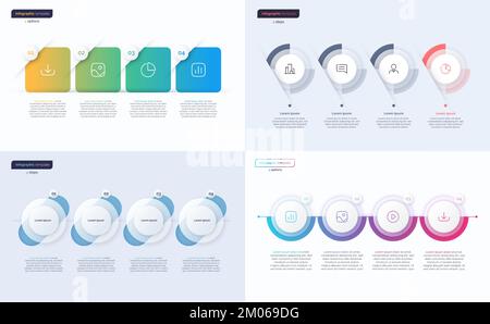 Vector modern infographic templates composed of 4 shapes Stock Vector