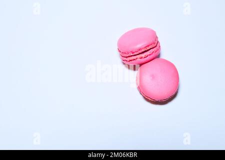 pink Macarons on white ground Stock Photo