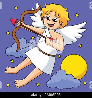 Valentines Day Cupid Colored Cartoon  Stock Vector