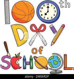 100th Day Of School Art Coloring Page for Kids Stock Vector Image & Art ...