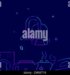 Vacuum cleaner, hoover gradient line vector icon, simple illustration on a dark blue background, household, appliances related bottom border. Stock Vector