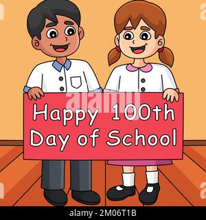Happy 100th Day Of School Cartoon Colored Clipart Stock Vector Image ...
