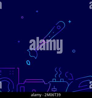 Immersion blender gradient line vector icon, simple illustration on a dark blue background, household, appliances related bottom border. Stock Vector