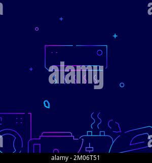 Air conditioning, split system gradient line vector icon, simple illustration on a dark blue background, household, appliances related bottom border. Stock Vector