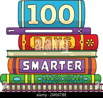 100th Day Of School Smarter Cartoon Clipart  Stock Vector