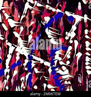Abstract painting on canvas. Brush strokes. 3D rendering Stock Photo