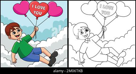 Valentines Day Boy Holding Balloons Clipart Stock Vector Image & Art ...