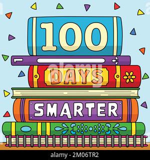 100th Day Of School Colored Cartoon Illustration Stock Vector Image ...