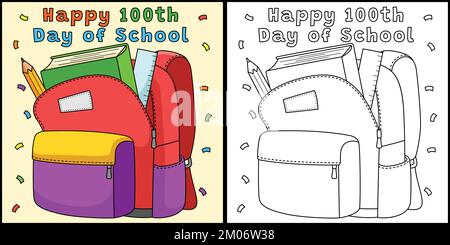 100th Day Of School Bag Coloring Page for Kids Stock Vector Image & Art ...