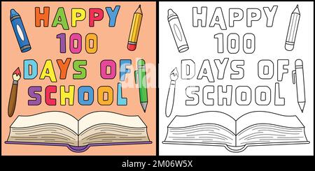 100th Day Of School Text Book Illustration Stock Vector