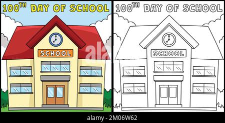 100th Day Of School Art Coloring Page for Kids Stock Vector Image & Art ...