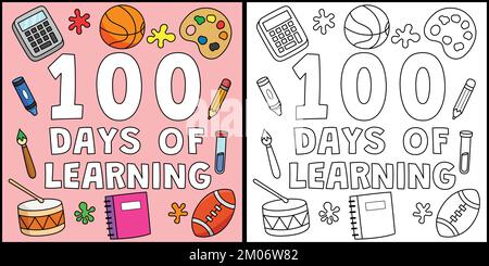 100th Day Of School Art Coloring Page for Kids Stock Vector Image & Art ...