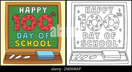 Happy 100th Day Of School Coloring Page for Kids Stock Vector Image ...