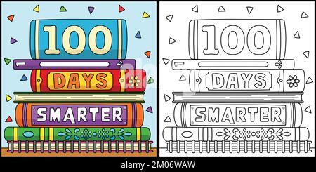 100th Day Of School Smarter Coloring Illustration Stock Vector