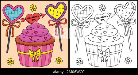 Valentines Day Cupcake and Candies Illustration Stock Vector