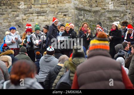 Rochester stepped back to Victorian era to celebrate the author Charles Dickens with the city’s Dickensian Christmas Festival. Many famous characters Stock Photo