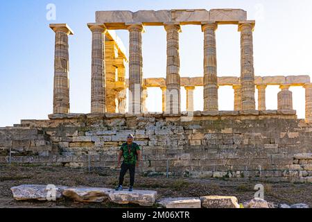 Cape Sounion (Temple of Poseidon) on the southern tip of Greece Stock Photo