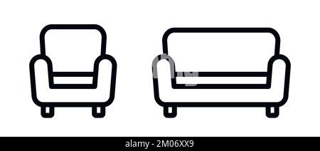 Armchair and couch outline vector icon Stock Vector