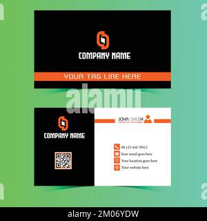 Business Card Design Vector Template. Orange and Black Business Card Design. Stock Vector
