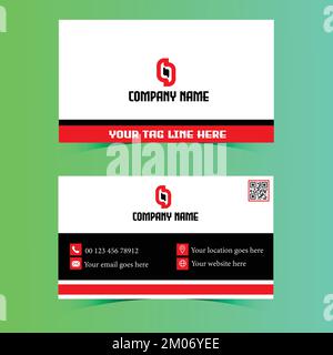 Business Card Design Template. Red and Black Business Card Design Vector. Stock Vector