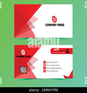 Business Card Design. Red  Business Card Design Vector Template. Stock Vector