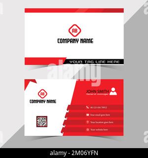 Business Card Design. Red  Business Card Design Vector Template. Stock Vector