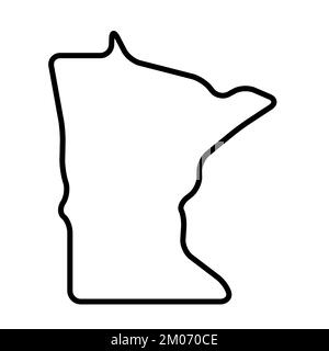 Minnesota state of United States of America, USA. Simplified thick black outline map with rounded corners. Simple flat vector illustration Stock Vector