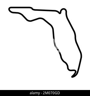 Florida state of United States of America, USA. Simplified thick black outline map with rounded corners. Simple flat vector illustration Stock Vector